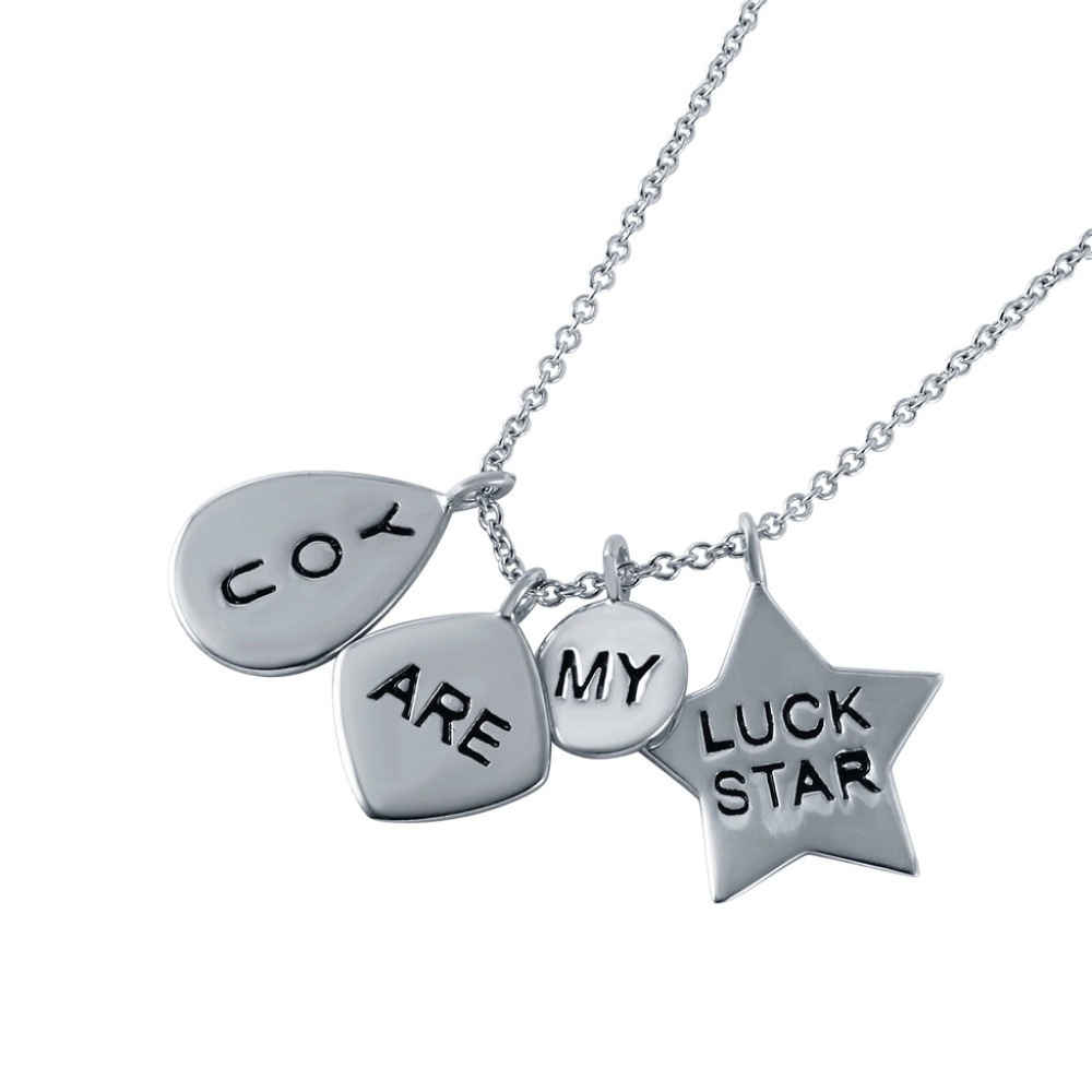 Silver 'You Are My Lucky Star' Charm Necklace